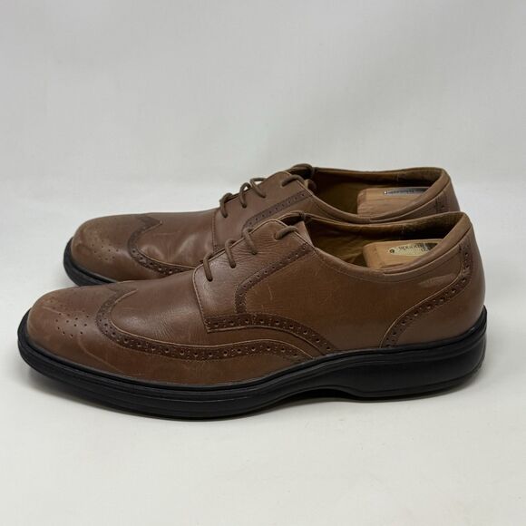 Dr Comfort Wing Shoes Mens 13 M Brown Leather Lace Up Casual Dress Brogue Ortho - Picture 2 of 16